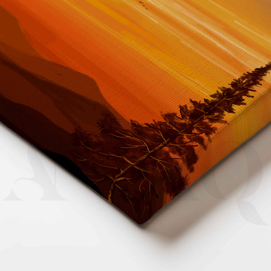 Golden Sunset Mountain Canvas Artwork