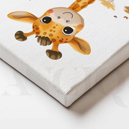 Giraffe Safari Adventure Kids Canvas Artwork