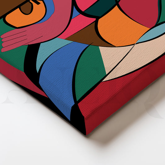 Abstract Modern Art: Colorful Expressionism in Geometric Female Portrait