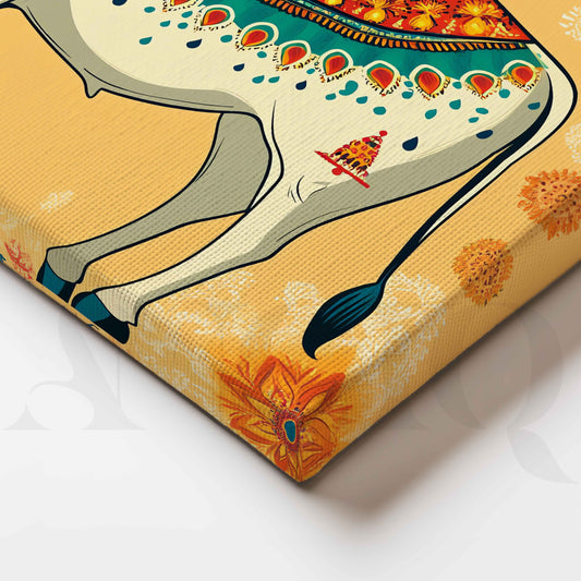 Decorative Sacred Cow Folk Canvas Artwork for Living Room