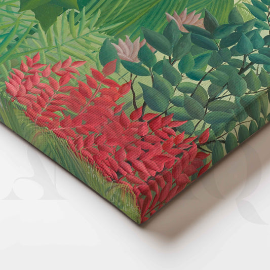 Tropical Jungle with Deer Folk Art Canvas Artwork