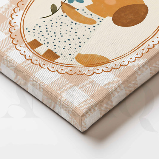 Cute Puppy with Blue Flower Vintage Nursery Canvas Artwork