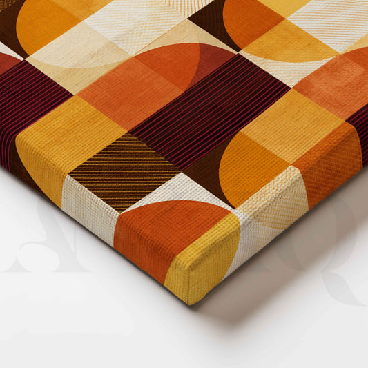 Mustard Yellow and Terracotta Geometric Abstract Canvas Artwork