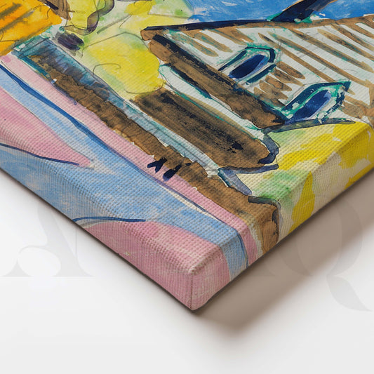 Vibrant Cityscape Wall Painting – Colorful Street Art Canvas for Office & Study Room