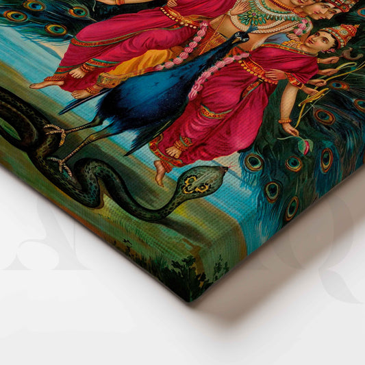 Sri Shanmukha Subramania Swami by Raja Ravi Varma Canvas Artwork