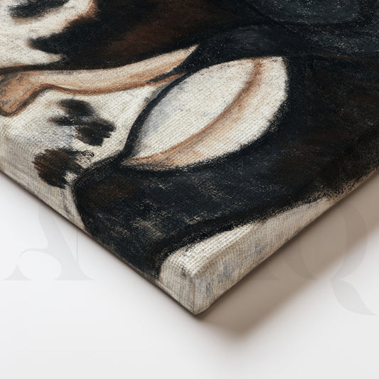 Black & White Cow Canvas Artwork for Kitchen/Dining Area