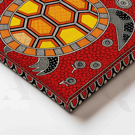 Traditional Turtle Madhubani Folk Art Canvas Artwork