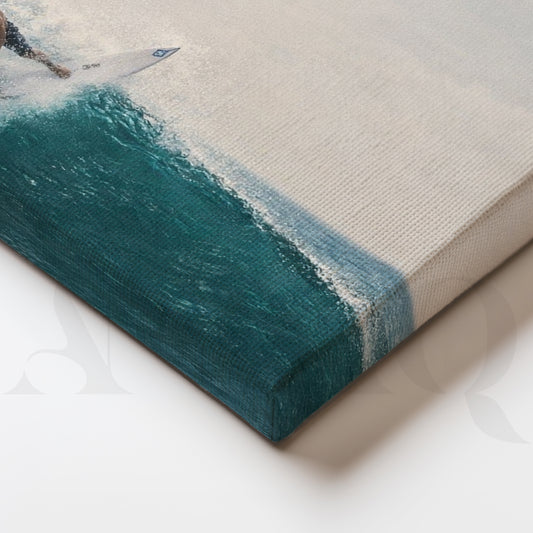 Ocean Wave Surfer Canvas Artwork for Office/Study Room
