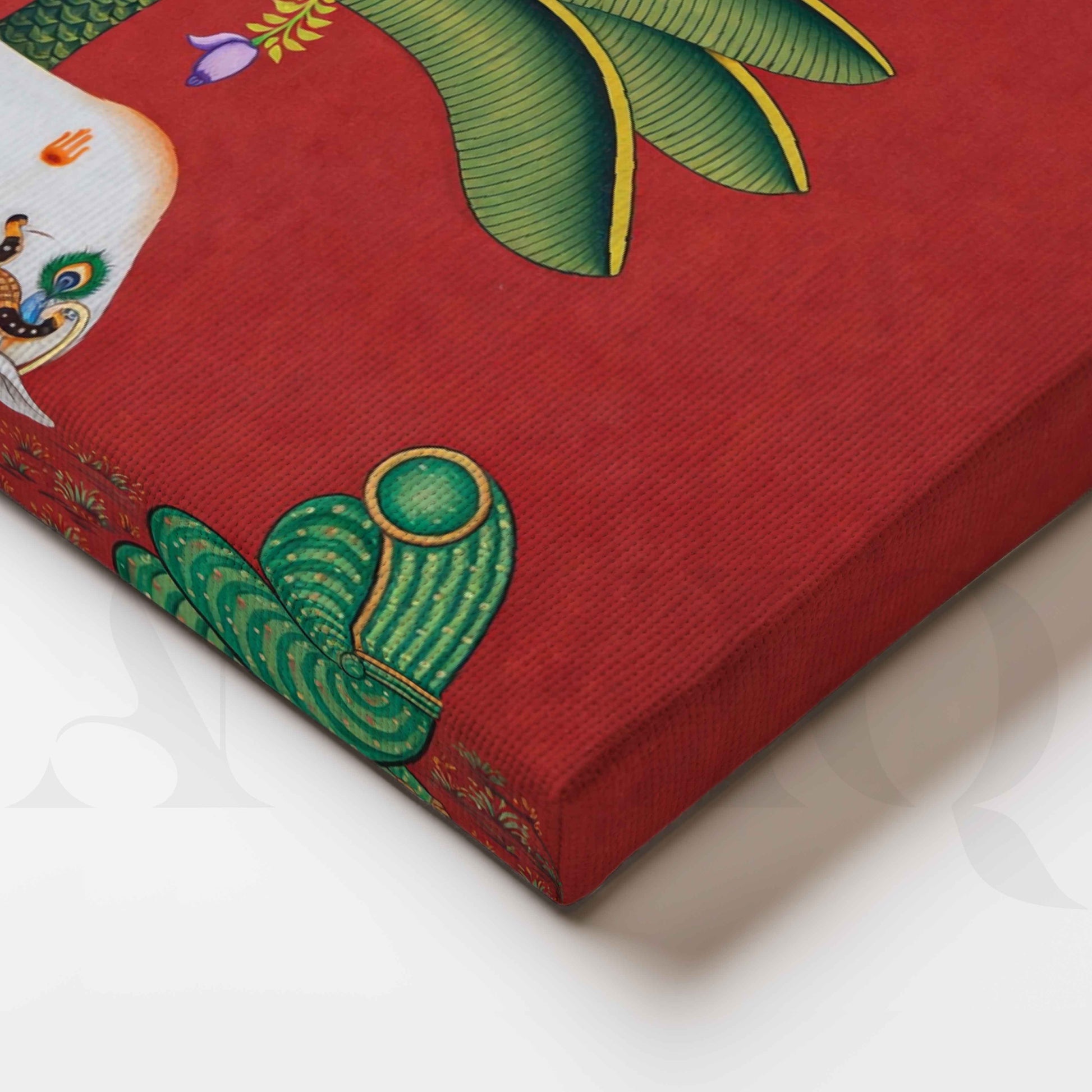 Sacred Cow Under Palm Tree Canvas Artwork for Living Room
