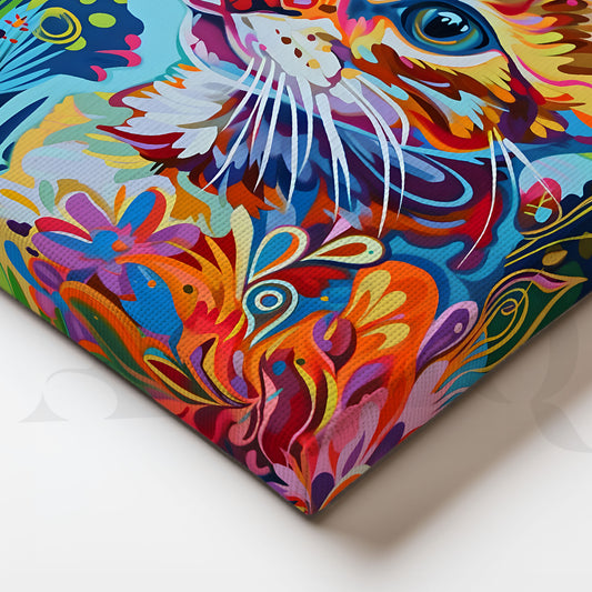 Colorful Cat Pop Art Canvas Artwork (Ready to Ship)