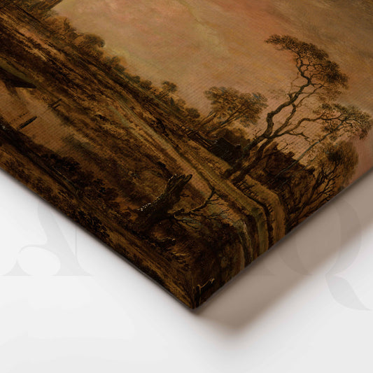 Vintage Riverside Village Canvas Artwork