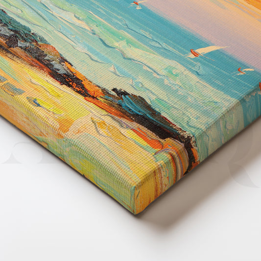 Graceful Birds Soaring Over the Beach Canvas Wall Painting
