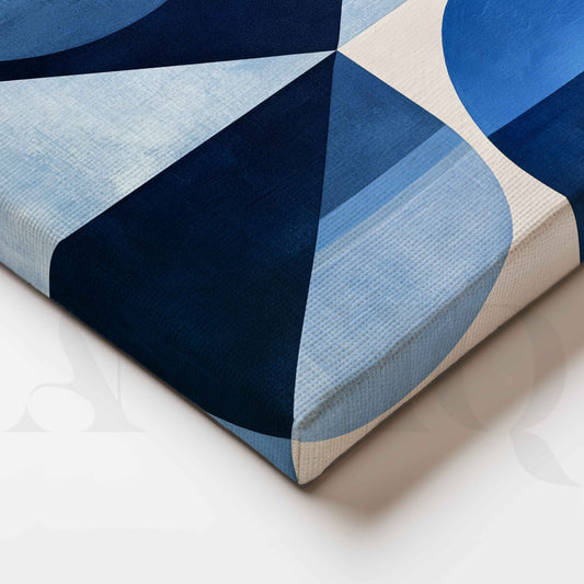 Midnight Blue Geometric Shapes Abstract Canvas Artwork