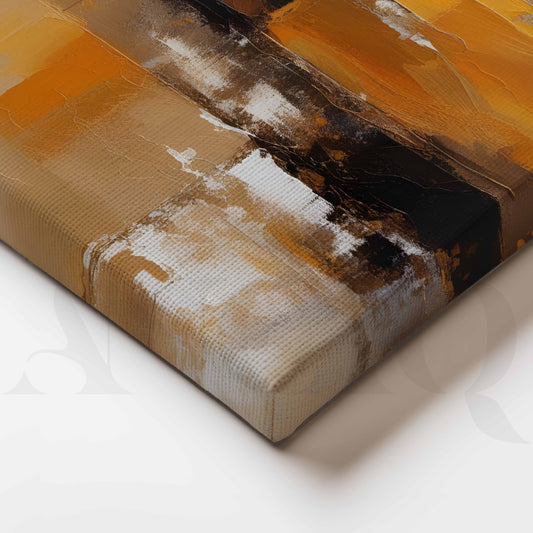 Warm Ochre Abstract Canvas Artwork