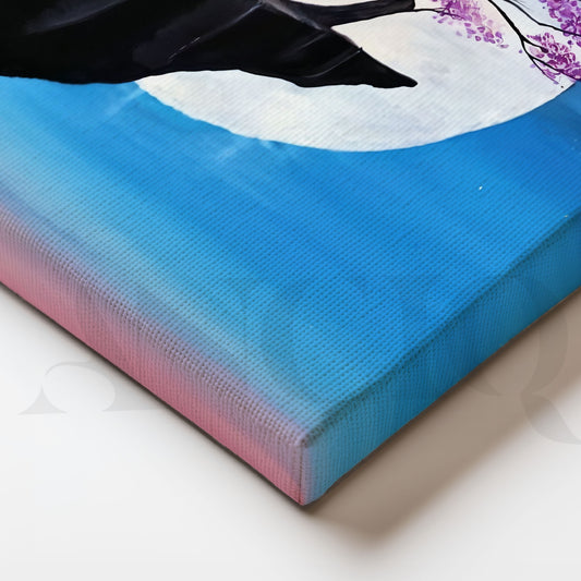 Moonlit Cherry Blossom Tree Canvas Artwork (Ready to Ship)