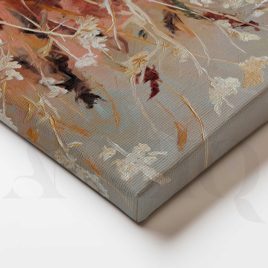 Soft Floral Field Canvas Artwork in Neutral