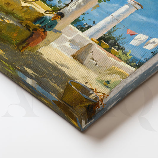 Sunlit Courtyard Canvas Artwork for Kitchen & Dining Room Walls