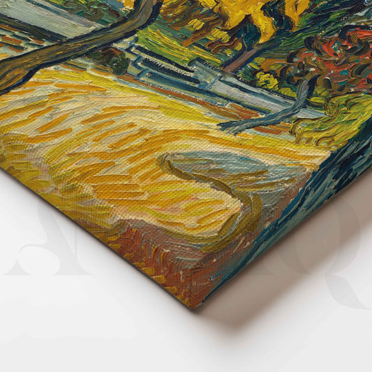 Tree-Lined Autumn Golden Path Canvas Artwork