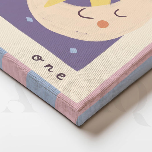Dream Big Little One Smiling Sun and Moon Nursery Canvas Artwork
