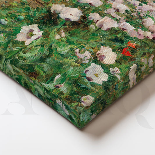 White Wildflowers & Haystack Canvas Artwork for Dining Area