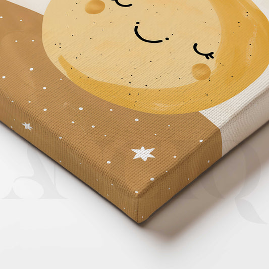 Dreamy Moon and Stars Kids Canvas Artwork