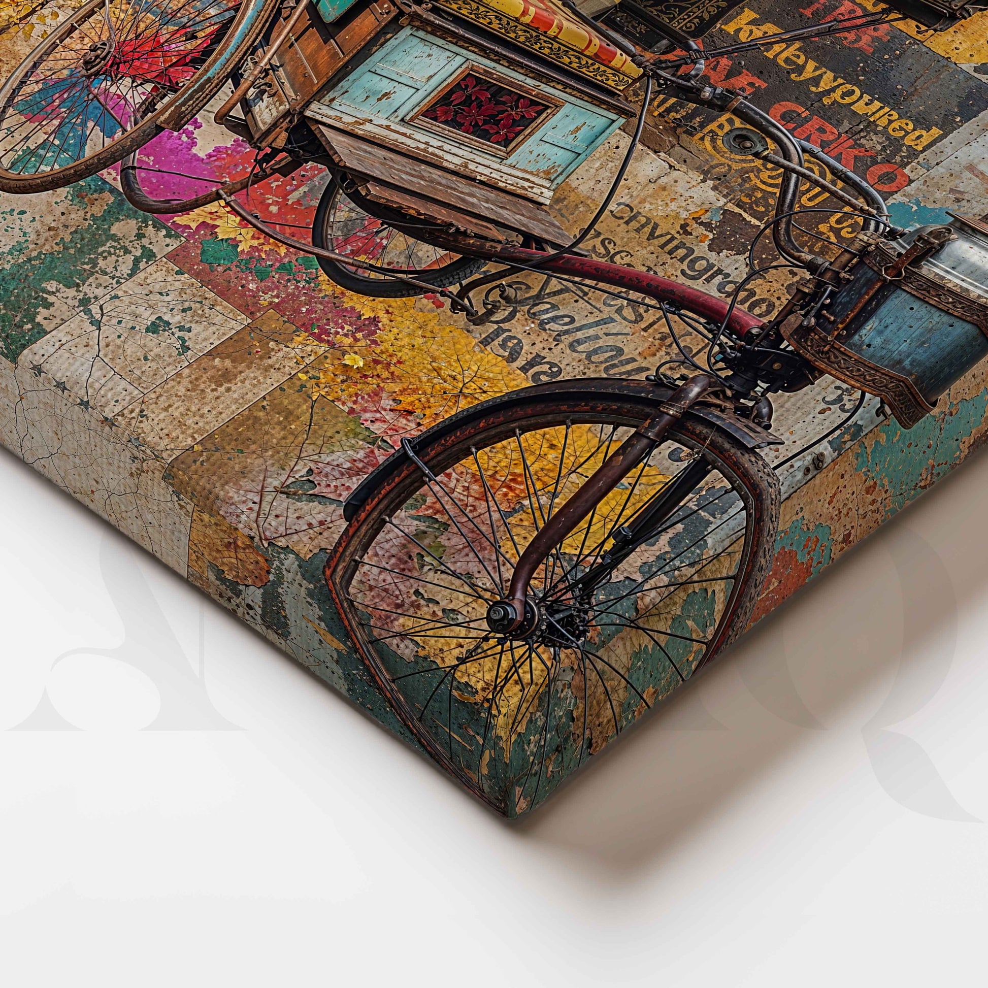 Vintage Rickshaw Pop Art Collage for Entryway/Hallway