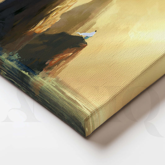 Golden Sea Rock Canvas Artwork