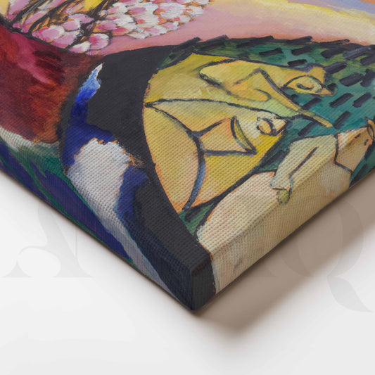 Colorful Abstract Village Landscape Canvas Artwork