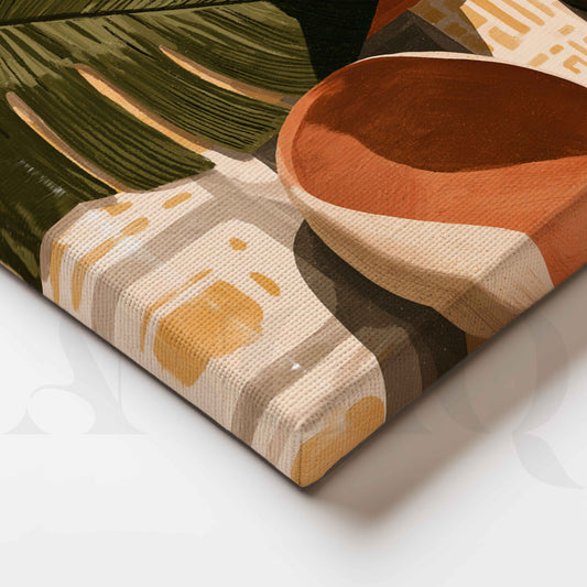 Terracotta Morning Ritual – Boho Coffee Still Life Canvas Artwork