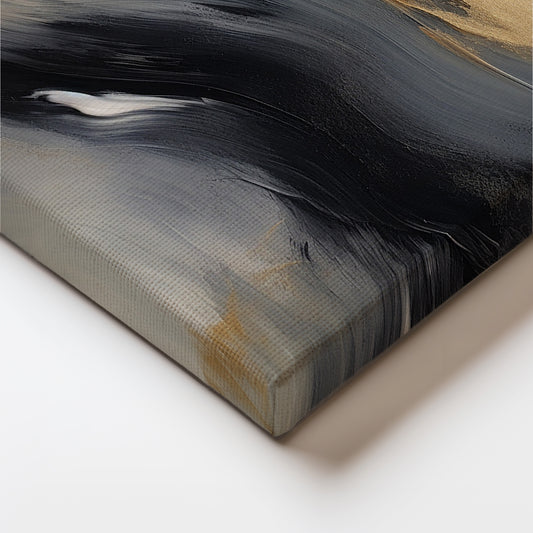 Golden Horizons: Abstract Serenity Canvas Painting