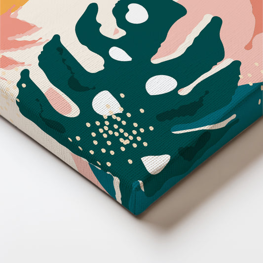 Vibrant Tropical Abstraction with Bold Shapes and Playful Patterns