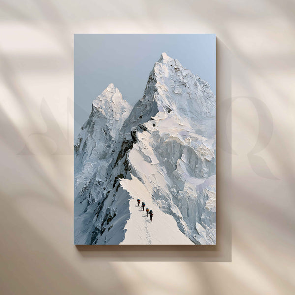 Snow-Covered Himalayan Peaks Textured Mountain Canvas Artwork
