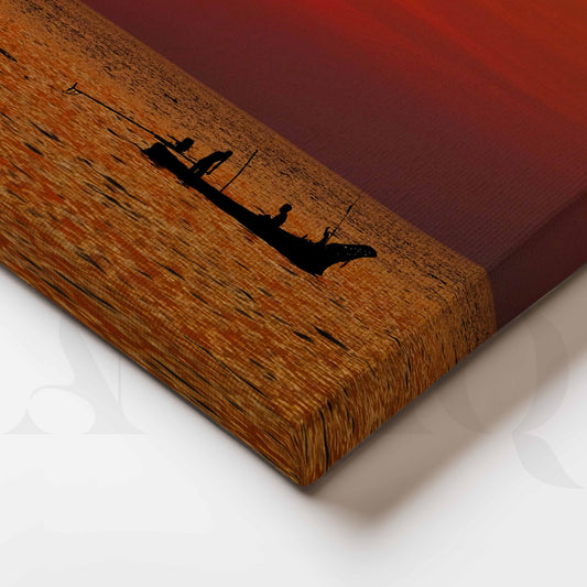 Crimson Sunset Seascape Canvas Artwork
