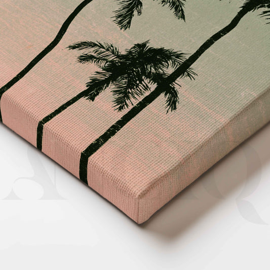 Vintage Tropical Palm Trees at Sunset Canvas Artwork