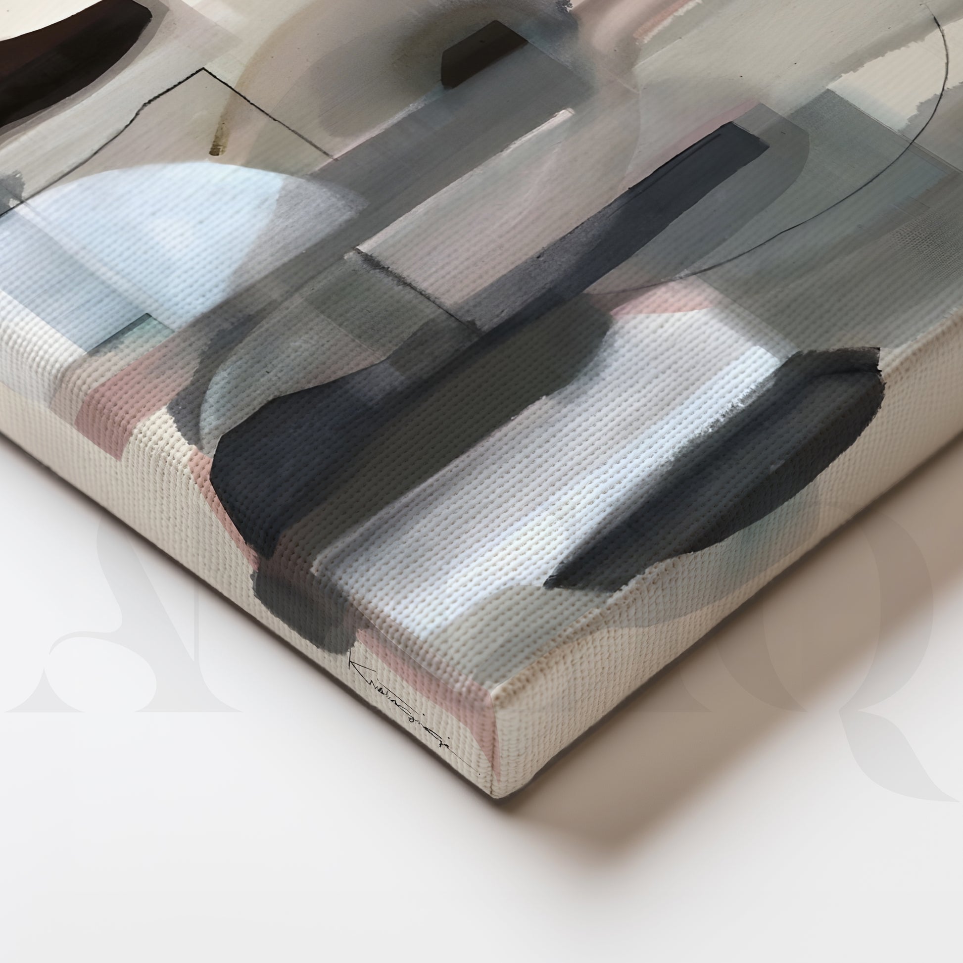 Muted Neutral Geometric Canvas Artwork for Stylish Bedroom