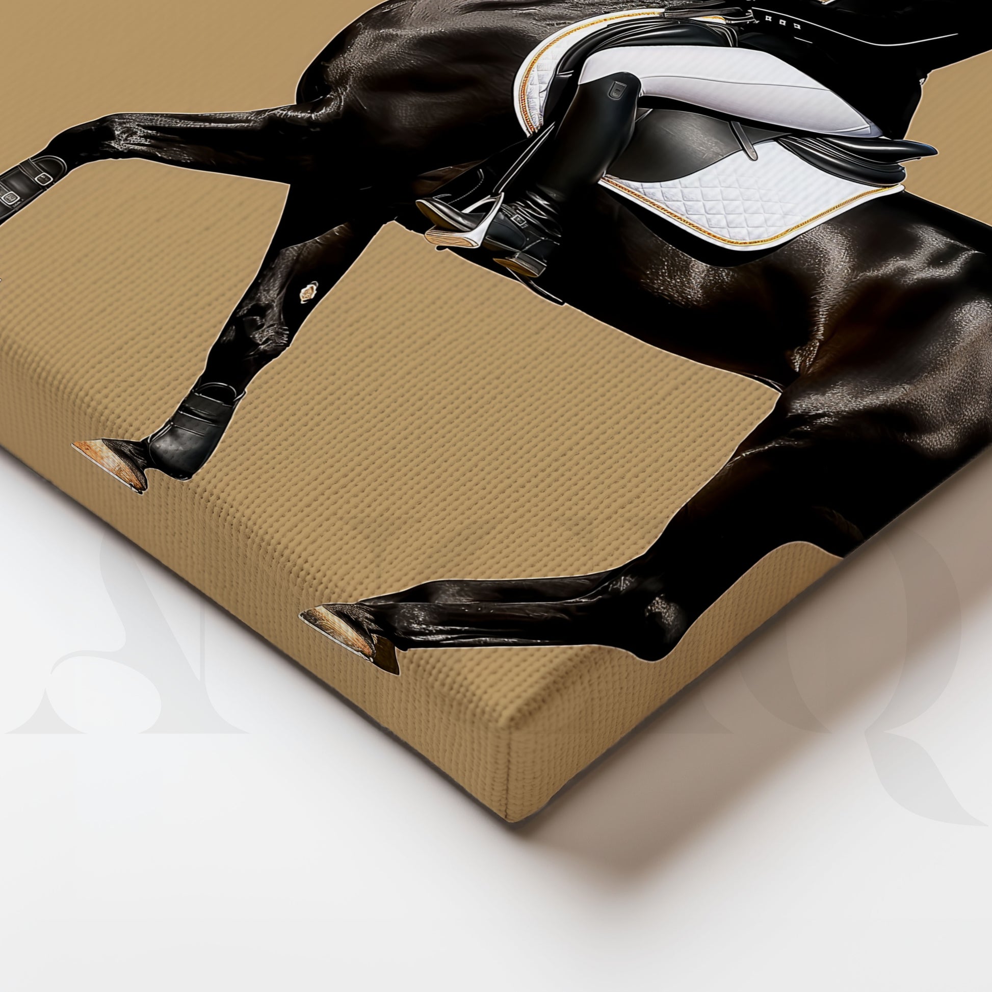 Classic Black Horse Rider Canvas Artwork for Living Room