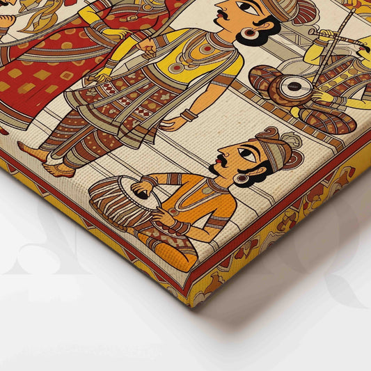 Traditional Indian Wedding Madhubani Canvas Artwork