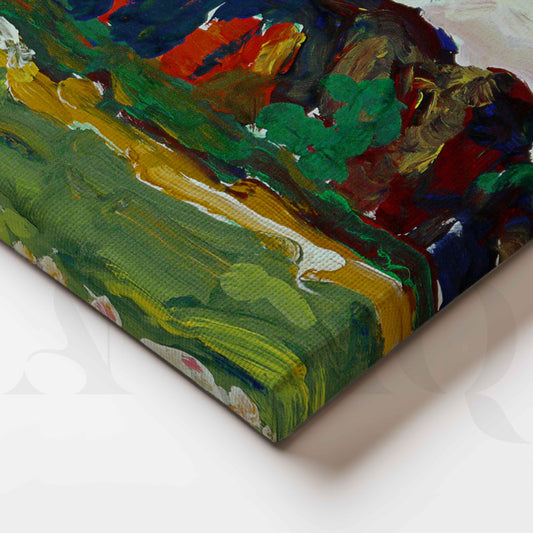 Expressive Green Landscape Canvas Artwork