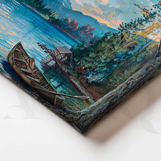 Mountain Lake Boat Canvas Artwork