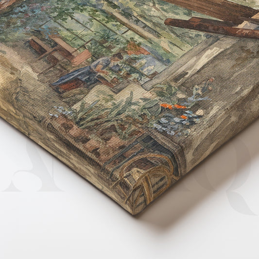 Rustic Garden Terrace Canvas Artwork for Dining Room & Kitchen Wall