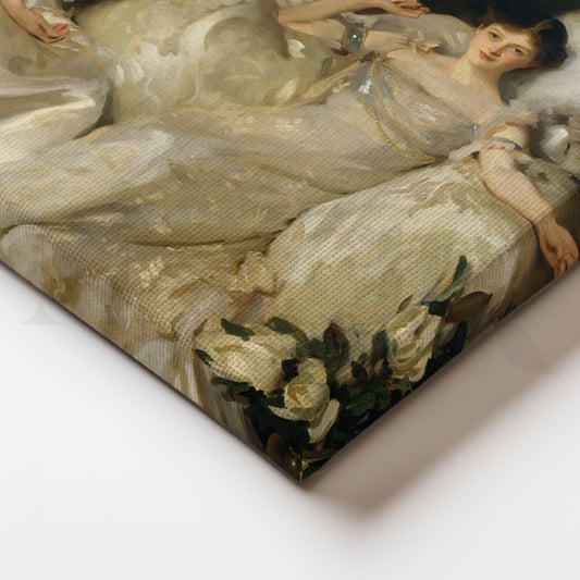 Gilded Salon Sisters Canvas Painting for Formal Living Room