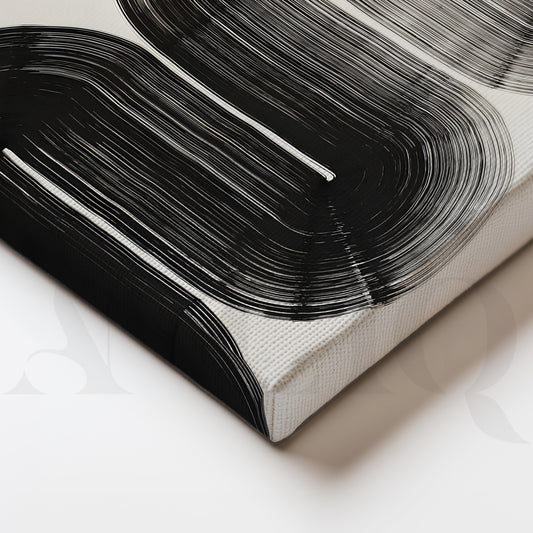 Bold Monochrome Geometric Flow Artwork for Living Room