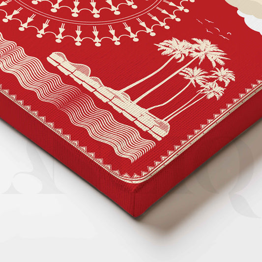 Close-up Detail Warli Rhythms by the Sea Canvas Artwork