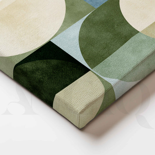 Sage Green and Dusty Blue Geometric Abstract Canvas Artwork