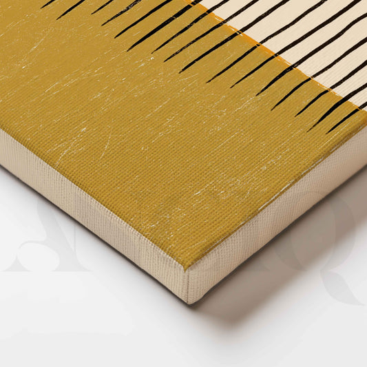 Mustard Yellow and Black Vertical Lines Minimalist Abstract Canvas Artwork