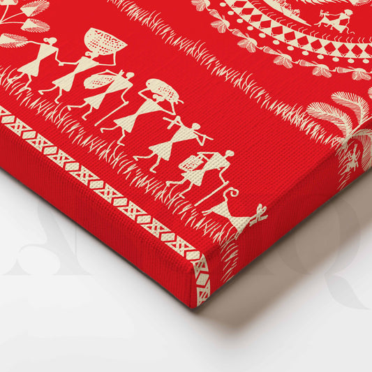 Close-up Detail Warli Tree of Life Artwork