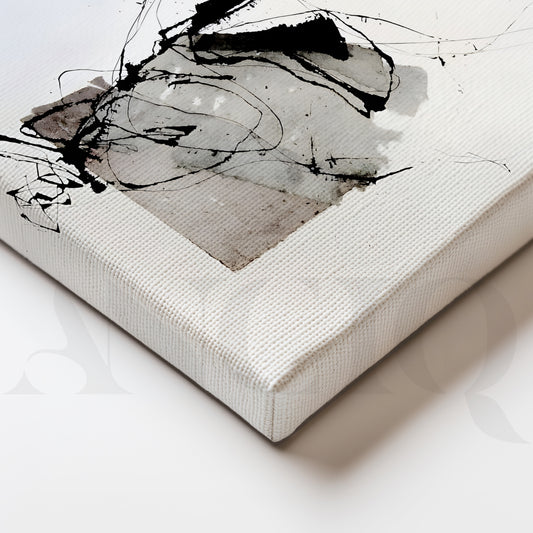 Black Ink Abstract Canvas Artwork for Office/Study Room