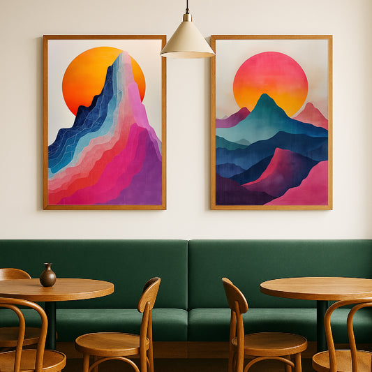 Vibrant Sunset Peaks Gallery Walls