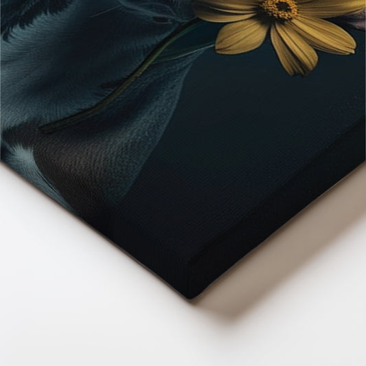 A Pup with a Flower Canvas Wall Art