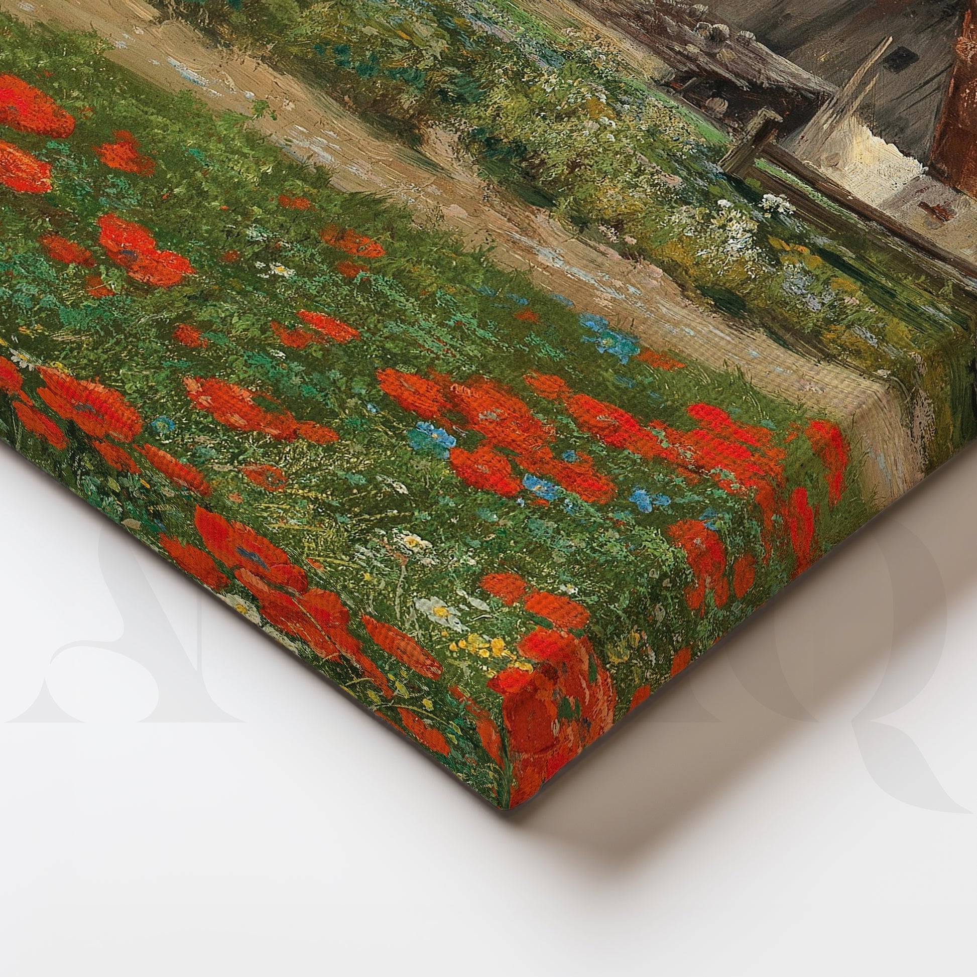 Rustic Poppy Field Landscape Gallery Wall – Set of 3 Impressionist Artworks - 18 x 24 Inches for Living Room